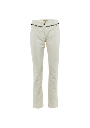 Burberry Pre-Owned straight-fit check-trim jeans - White