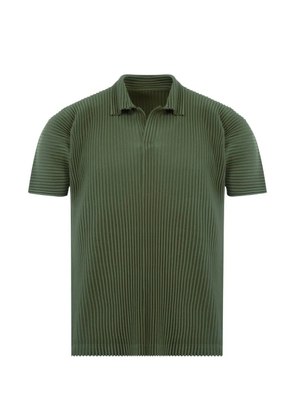 Issey Miyake pleated-design polo-collar T-shirt - Green
