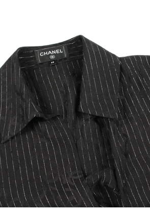 CHANEL Pre-Owned 1986-1988 Coco Mark striped silk blouse - Black