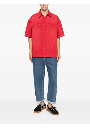 7 For All Mankind logo-patch short-sleeve overshirt - Red