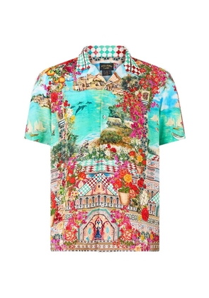 Camilla Meet Me In Mallorca graphic-print camp-collar shirt - Blue