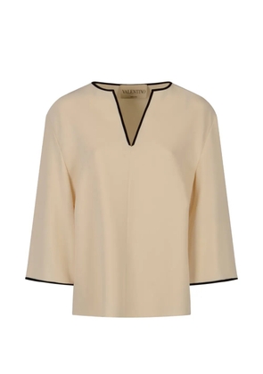 Valentino Garavani contrast-trim silk blouse - Neutrals