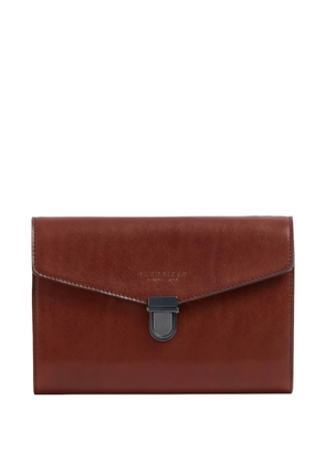 The Bridge leather foldover clutch bag - Brown
