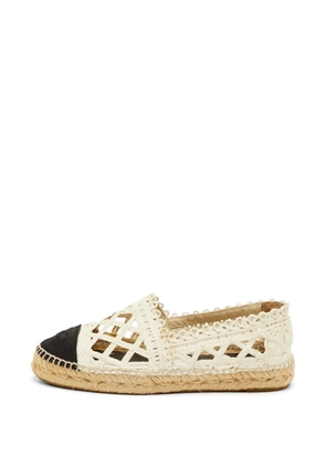 CHANEL Pre-Owned embroidered-logo espadrilles - White