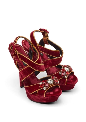 Dolce & Gabbana Pre-Owned crystal-embellished platform sandals - Red