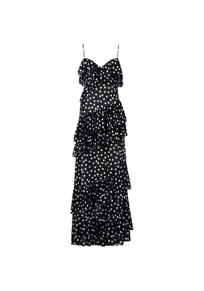 Leslie Amon polka-dot ruffled maxi dress - Black