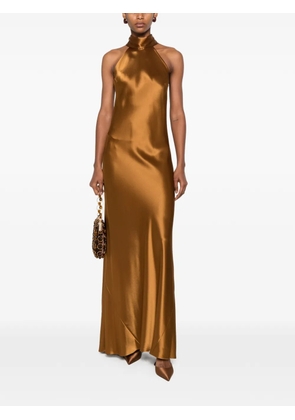 Galvan London Sienna satin gown - Brown