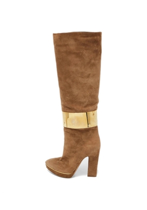 Sergio Rossi metal cuff platform boots - Neutrals