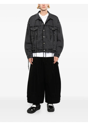 midorikawa frayed-edge denim jacket - Black