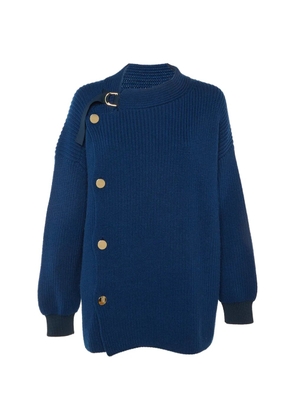 Stella McCartney Pre-Owned asymmetrical rib-knit cardigan - Blue