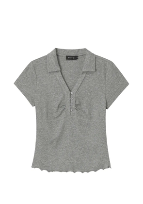 tout a coup ribbed-knit ruffled-trim T-shirt - Grey