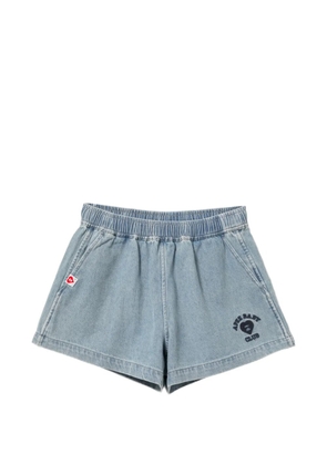 APEE™ by *A BATHING APE® heart logo embroidered denim short - Blue
