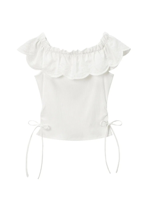 tout a coup ruffled broderie-anglaise top - White