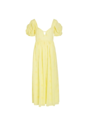 Thierry Colson Calliope broderie-anglaise puffed-sleeved midi dress - Yellow