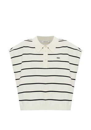 Gestuz Saia striped short-sleeve polo top - White