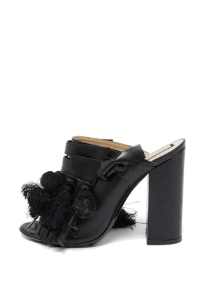 Nº21 fringed heeled mules - Black