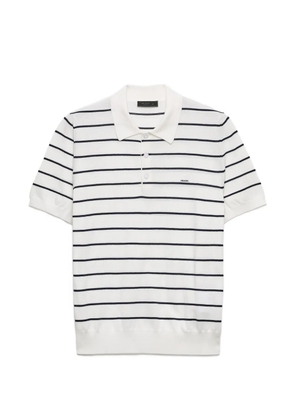 Prada short-sleeved striped cotton polo shirt - White