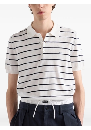 Prada short-sleeved striped cotton polo shirt - White