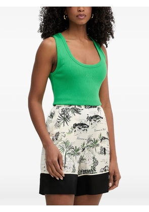 Karl Lagerfeld ribbed-knit logo-embroidered top - Green