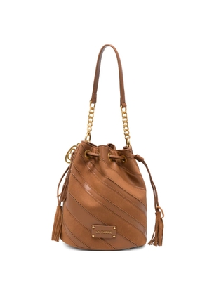 La Carrie diagonal-stripe bucket bag - Brown