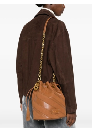 La Carrie diagonal-stripe bucket bag - Brown