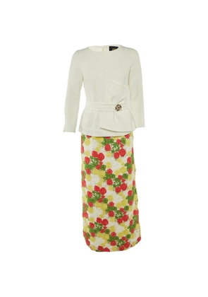 Cavalli Class floral lace peplum maxi dress - Neutrals