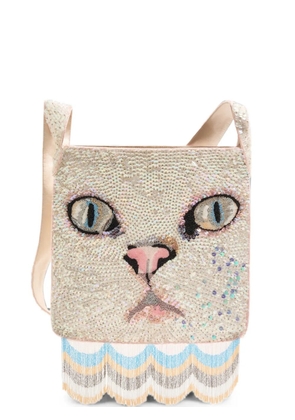 Valentino Garavani Le Chat De La Maison embroidered shoulder bag with fringes - White