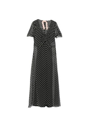 Nº21 polka-dot ruffled midi dress - Black