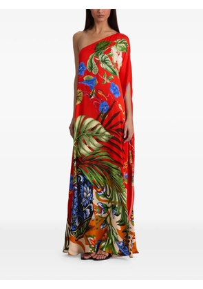 alice + olivia one-shoulder floral-print maxi dress - Red