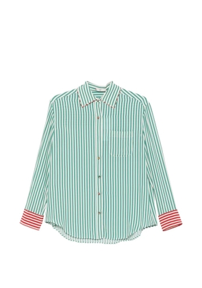 HUI MILANO Lilac striped-pattern chest-pocket shirt - Green