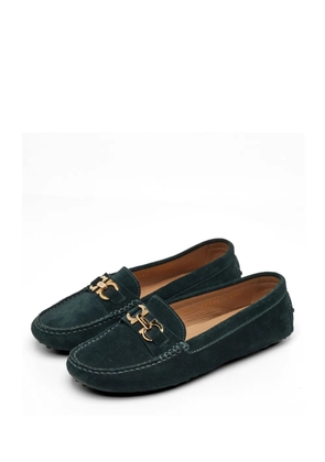 Ferragamo Pre-Owned Gancini suede loafers - Green