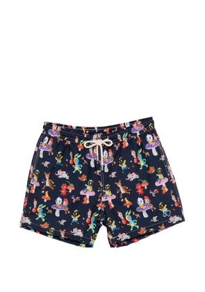 Arrels Barcelona graphic-print drawstring swim shorts - Blue