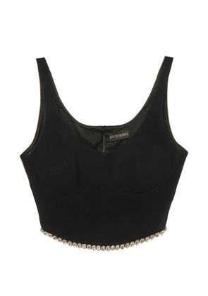 David Koma crystal-embellished cropped top - Black