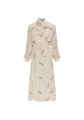 Valentino Garavani polka-dot logo-print midi dress - Neutrals