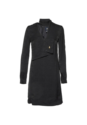 Cavalli Class logo-pattern long-sleeve V-neck dress - Black