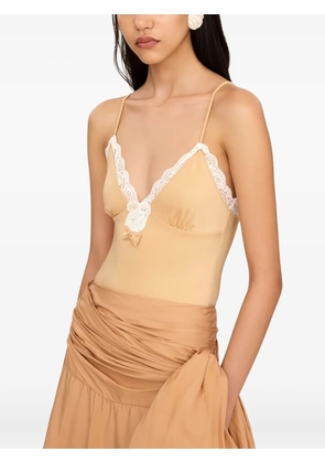 Chloé lace-trim bow-detail bodysuit - Neutrals