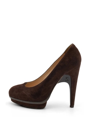 Fendi Pre-Owned platform suede pumps - Brown
