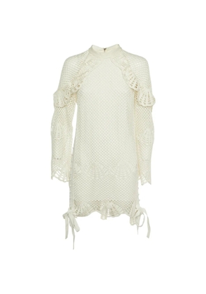 Self-Portrait crochet high-neck mini dress - Neutrals