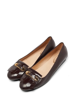 Tod's Vintage fringe-detail ballet flats - Brown