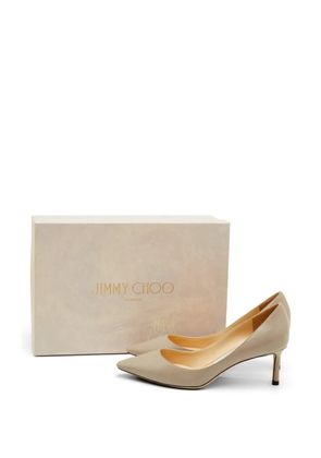 Jimmy Choo Pre-Owned Romy pointed-toe leather heeled pumps - Grey
