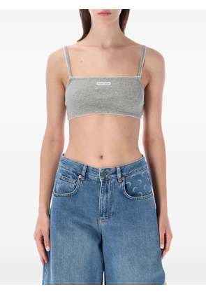 Marine Serre logo-patch ribbed-knit bra - Grey