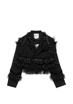Noir Kei Ninomiya ruffled tulle-trim jacket - Black
