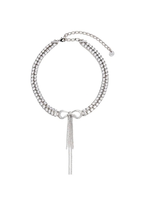 Self-Portrait crystal-embellished necklace - Silver