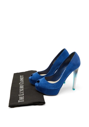 Christian Dior Pre-Owned suede Miss Dior peep toe platform pumps - Blue