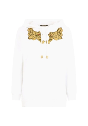 Roberto Cavalli tiger-patch hoodie - White