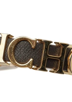 Carolina Herrera Vintage CH logo leather bracelet - Gold