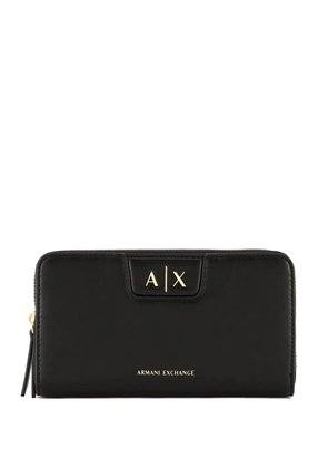 Armani Exchange logo-plaque zip-around wallet - Black