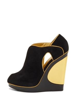 Saint Laurent Pre-Owned cut-out peep-toe wedge pumps - Black