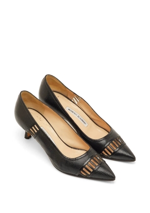 Manolo Blahnik lizard-embossed pointed-toe pumps - Black