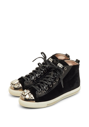 Miu Miu Pre-Owned crystal-embellished cap toe sneakers - Black